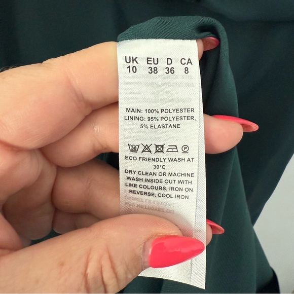 Vintage Jacques Vert forest green flowy midi wrap dress - size 8 (Medium) - Picture 5 of 6